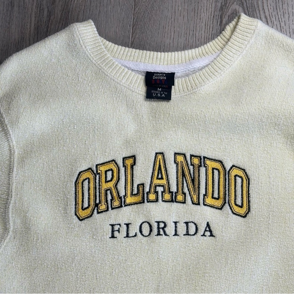 Vintage‎ Orlando Florida Sweatshirt Mens Medium White Isaacs Designs USA Made